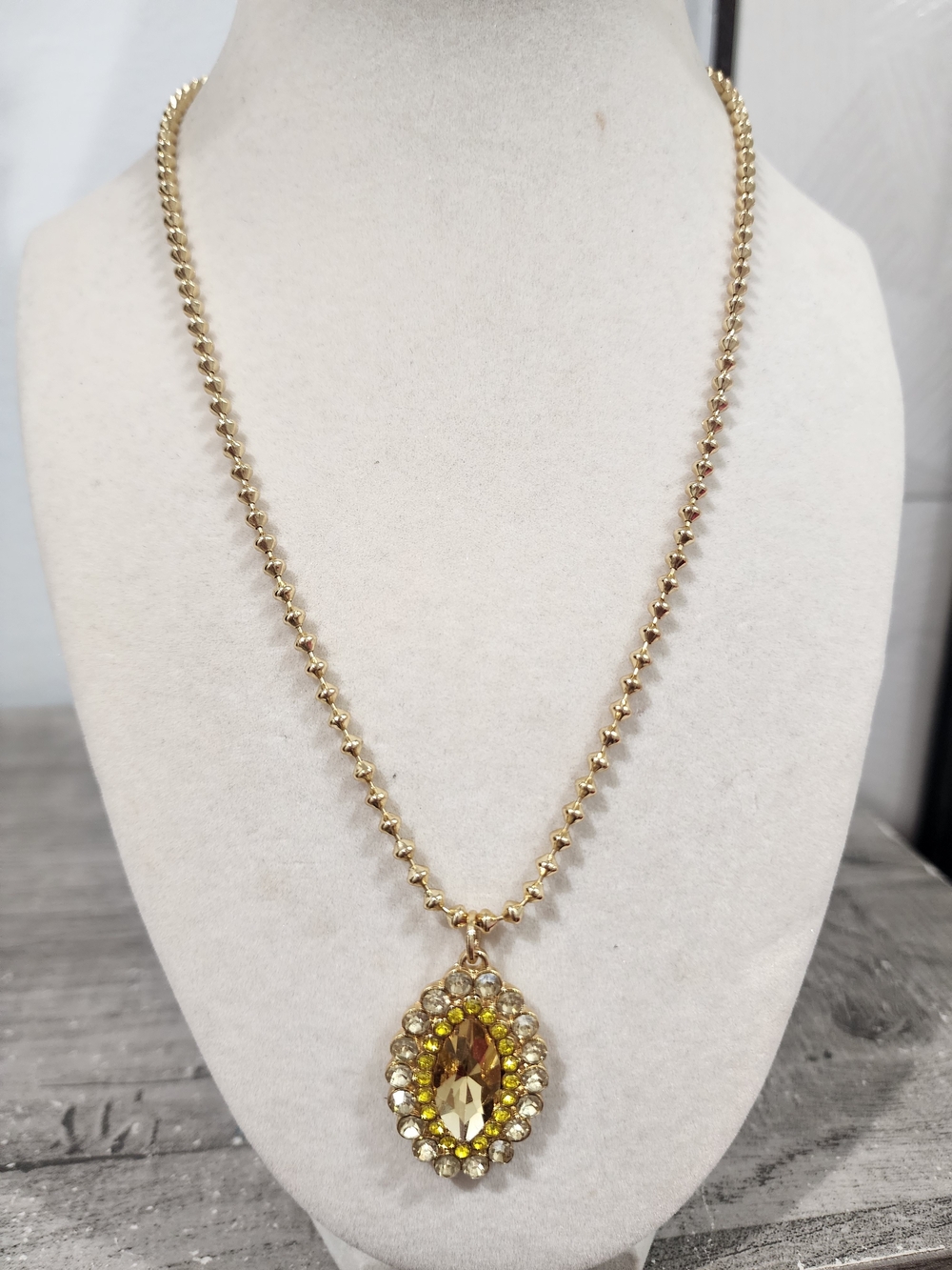 Gold Crystal Pendant Necklace -Alexa Rae